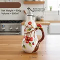 Dispensador de aceite de cerámica pintado a mano con motivo de frutas rojas - Patrón de Cereza Roja