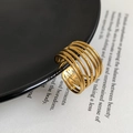 Irregular multi-layer stacked gold open ring with hammered texture and minimalist style - F10086 Multi-layer Wrap Gold