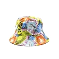 Reversible bucket hat featuring cyber punk digital print with gears and bright colors - Cyberpunk Mechanical Gear (02)