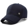 Casquette de baseball classique en coton bleu marine avec plaque latérale en métal lettre F - Réglable / Bleu marine