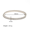 Detail view of 60mm silver bangle featuring square-cut zircons and 4mm width parameters - Thin Baguette Zirconia Style (HF-B5112-S)