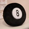 Plush No. 8 pool ball round pillow cushion made of soft black fabric for home decor - Billiard Ball Pillow