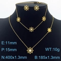 Golden daisy flower jewelry set with necklace bracelet and stud earrings for women - Necklace Earrings Bracelet 3-Piece Set / Gold