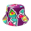 Chapeau bob réversible avec motifs de dessins animés violets pour le soleil et loisirs - M (56-58cm) / Motif Glace (Violet)