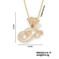 Golden butterfly pendant necklace with cubic zirconia inlay and adjustable link chain - Butterfly Letter P Pendant Style (N00203J-H--P)