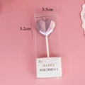 Metallic pink heart birthday candle with support rod in a transparent gift box - Pink Diamond Heart Candle