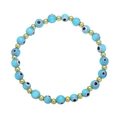 Handmade Evil Eye beaded bracelet with blue charms and golden beads for women - Blue