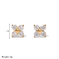 Orecchini a fiore dorati con zirconi brillanti, diametro 7,1 mm e peso totale di 2 g - Stile A Oro
