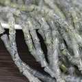 Bamboo-shaped glass beads in grey-green and pale yellow finish for DIY jewelry making - 6x12mm Marbled Ink Yellow (1Pc)