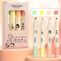 Coffret de quatre surligneurs aux tons doux avec illustrations de dessins animés mignons - Première Rencontre Orange