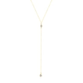 Elegant 925 sterling silver gold-plated Y-shaped necklace with sparkling round zircon stones - 925 Silver / Gold
