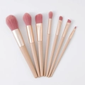 7-piece makeup brush set with pink bristles and nude handles for foundation and eyeshadow - 7Pcs Pink Makeup Brush Set