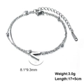 Detail of silver stainless steel double layer chain with letter V pendant and S-STEEL tag - Letter-V / Silver