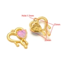 Gold heart-shaped pendant with pink stone, showing 25mm dimensions and front-back view - 20*25mm Hollow Heart - Pink White