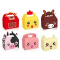 12-pack farm animal cardboard gift boxes featuring cow, pig, horse, and barn designs - Farm Animal Set of Twelve (KZ036)