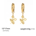 Golden stainless steel floral earring charm with precise 13x17mm size specifications - Gold Color Holly