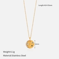 Gold stainless steel chain featuring a round sun and stars pendant with colorful zircon - 410+55mm / Color Zirconia Celestial