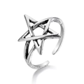 Anillo ajustable de plata vintage con pentagrama de estilo punk y gótico - Estilo de Patrón de Pentagrama (HZS2137-6)