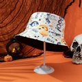 Detail view of Halloween bucket hat with ghosts, pumpkins and Boo text prints - M (56-58cm) / Bat+Letter-7