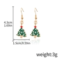 Christmas tree earrings with green enamel, gold hooks, and size measurement display - Green Christmas Tree (D1103)