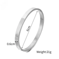 Bracciale rigido in acciaio inossidabile argento, diametro 6cm, peso 21g, stile moderno - 6mm Colore Acciaio