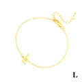 18K gold-plated minimalist cable chain bracelet featuring a metal letter L charm - Letter L