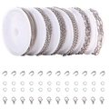 DIY jewelry making kit with various silver stainless steel chains and lobster clasps - Stainless Steel Chains 6 Styles Combo