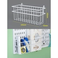 White metal storage basket for pegboard organizer with dimensions 248x92x105mm - Small Metal Wire Basket - White