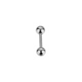 Orecchini a bilanciere in acciaio inossidabile con doppie sfere tonde argentate - Acciaio 2,5 mm