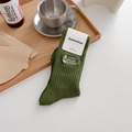 Olive green crew socks with camping lantern embroidery and outdoor lifestyle aesthetic - One Size / Army Green