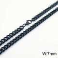 Mens 7mm matte black stainless steel cuban link chain necklace with lobster clasp - 7mm Black / Necklace 45cm