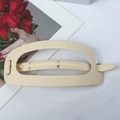 Beige matte geometric hair claw clip made of durable resin for half-up hairstyles - Grey/White