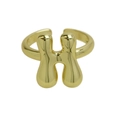 Polierter, 18 Karat vergoldeter Messingring mit 3D-Buchstabe H im Bubble-Design - Buchstabe H / Gold