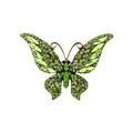 Élégante broche papillon en bronze avec des strass en cristal vert étincelant - Style de Papillon Vert (XD10854-6)