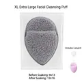 Grey XL teardrop face sponge with honeycomb texture and lanyard for deep cleansing - XL Extra Large Teardrop / Gray