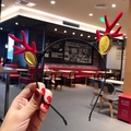 Christmas reindeer horn headband featuring festive red plush fabric and golden brown ears - Elk Red Antlers