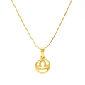 Golden Libra zodiac necklace with hollow circle pendant on a fine minimalist chain - Libra