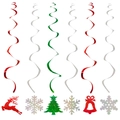 Décoration de Noël suspendue avec spirales et breloques renne, flocon et sapin - Spirales Laser Holographiques