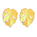Orecchini a foglia di monstera dorata con smalto sfumato giallo e verde tropicale - Gradiente Giallo Monstera