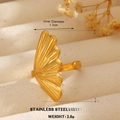 Anello aperto in acciaio inossidabile placcato oro 18k a forma di foglia di ginkgo - Stile Forma Foglia di Ginkgo (1083)