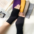 Women's knitted fingerless gloves in black color for winter warmth and easy writing - Black