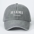 Cappellino da baseball vintage in cotone lavato grigio con ricamo Miami Florida bianco - Regolabile / Grigio