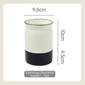 Porte-ustensiles en céramique crème et noir, dimensions 9,8 cm de diamètre et 14,5 cm de haut - Grand Porte-baguettes (Blanc Crème + Noir)