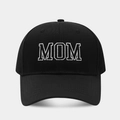 Gorra de béisbol negra clásica con bordado MOM blanco en la parte frontal de algodón - Contorno MOM / Negro