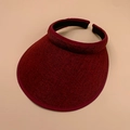 Classic burgundy open-top sun hat for women featuring breathable woven texture and wide brim - 56-60cm / Dark Red