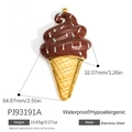 Brown and gold ice cream pendant in 18K gold plated stainless steel with size specs - Chocolate Ice Cream Pendant PJ93191A