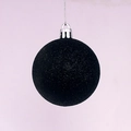 Sparkling black glitter Christmas ball ornament with silver string for tree decoration - 2cm / Black Glitter (No Cap/String)