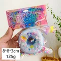 Blue glitter donut squishy stress toy with heart sequins and 125g soft texture - Blue Donut
