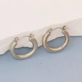 Silver geometric earrings with diamond-cut texture and secure clasp closure - Silver Style K7-83