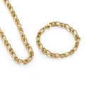 Set collana e bracciale a catena serpente dorata da 7mm in acciaio al titanio lucido - Bracciale 20CM / Oro